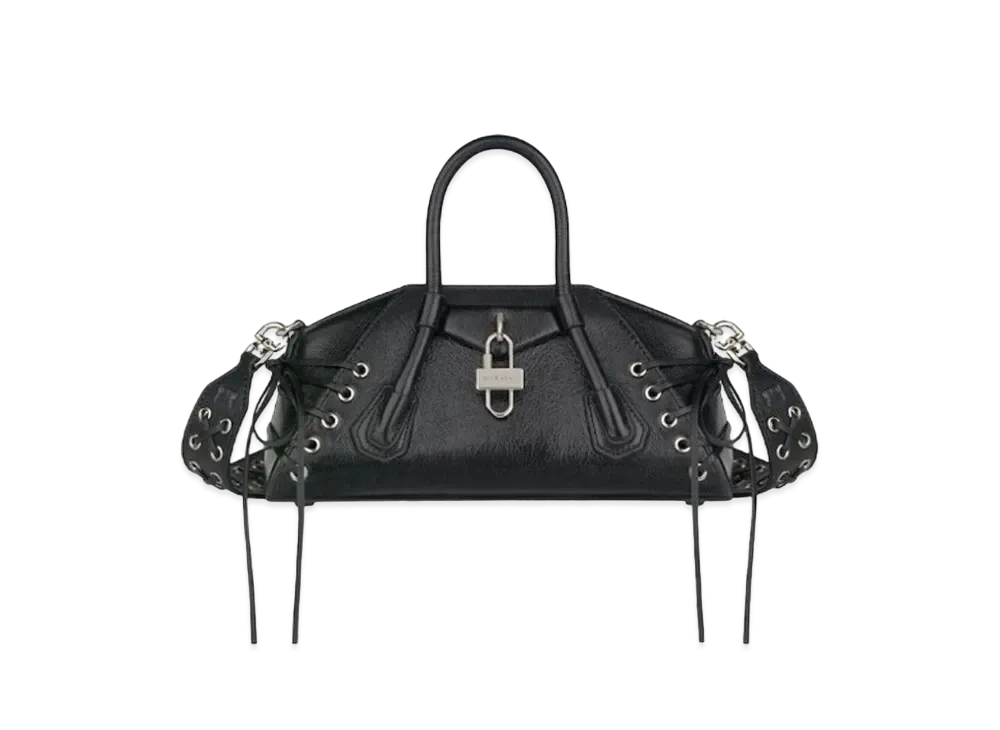 GIVENCHY Mini Antigona Stretch Bag In Corset Style Leather "Black"