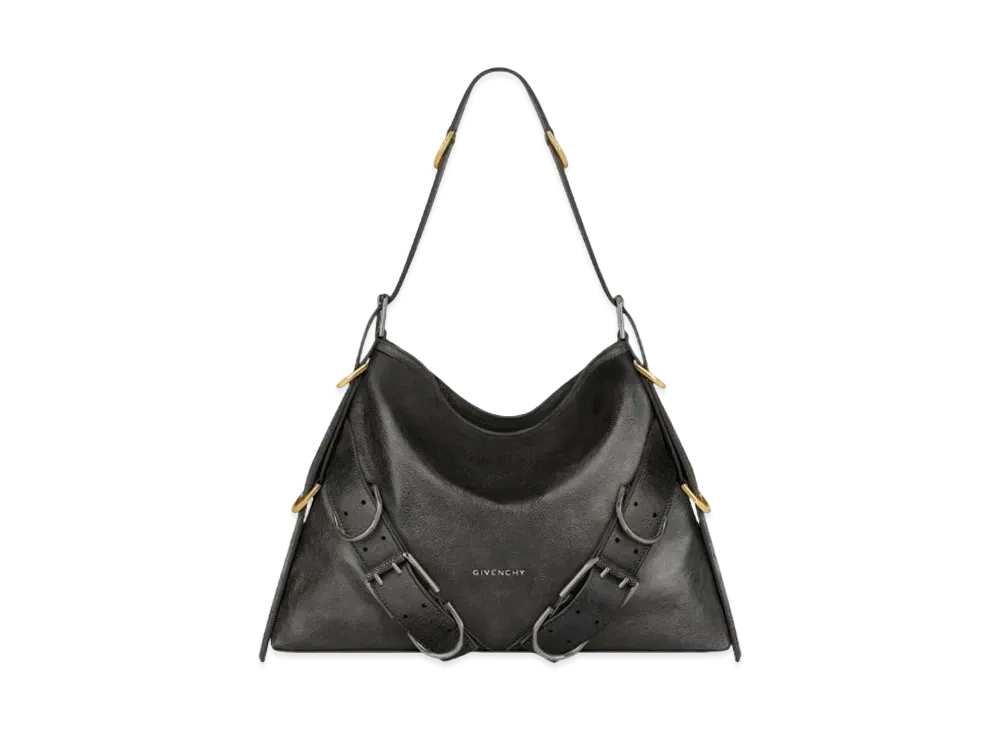 GIVENCHY Medium Voyou Boyfriend Bag In Aged Leather "Black"