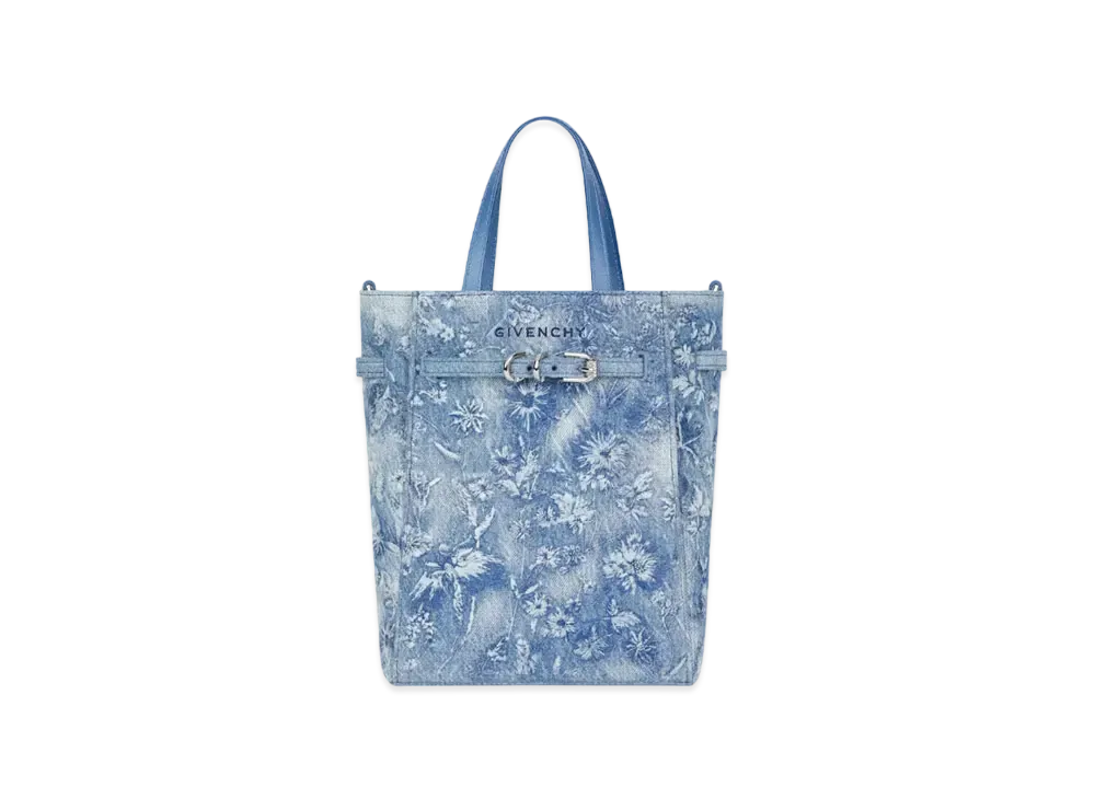 GIVENCHY Voyou Tote Bag Mini Washed Denim Embroidered "Medium Blue"