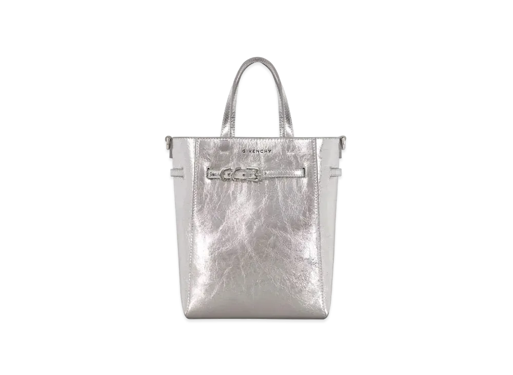 GIVENCHY Voyou Mini Tote Bag Laminated Leather "Light Silvery"