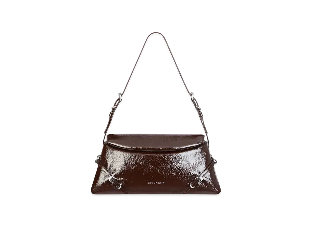 GIVENCHY Small P'tit Voyou Bag In Patent Leather "Ebony Brown"