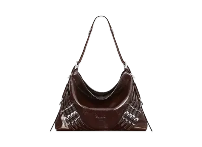 GIVENCHY Medium Voyou Bag In Patent Leather With Multi-Buckles "Ebony Brown"