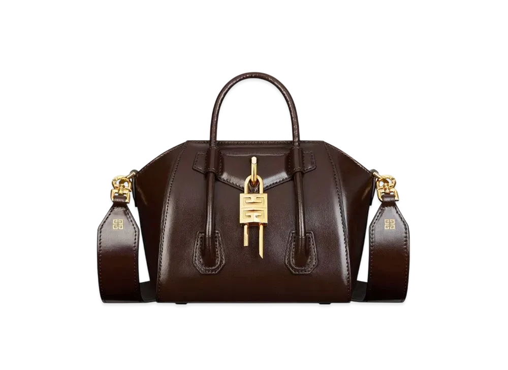 GIVENCHY Antigona Toy Lock Bag In Box Leather "Ebony Brown"