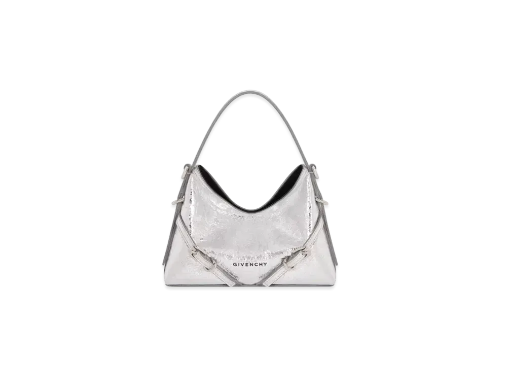 GIVENCHY Nano Voyou Bag in Laminated Leather "Light Silvery"