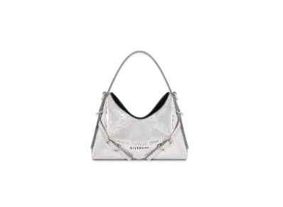 GIVENCHY Nano Voyou Bag in Laminated Leather "Light Silvery"