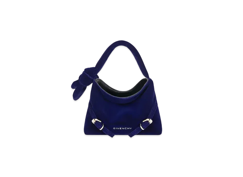 GIVENCHY Nano Voyou Bag In Velvet With Bow Detail "Dark Navy"