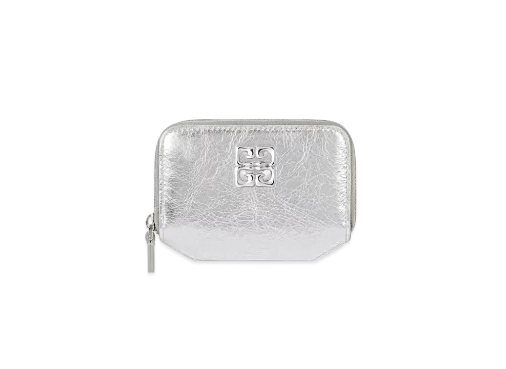 GIVENCHY 4G Liquid Zipped Wallet In Laminated Leather "Light Silvery"