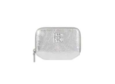 GIVENCHY 4G Liquid Zipped Wallet In Laminated Leather "Light Silvery"