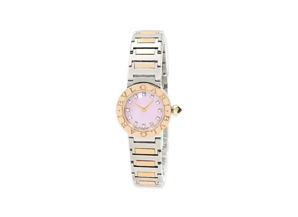BVLGARI Women's Quartz Diamond 12P 23mm "Gold/Silver/Pink Shell"