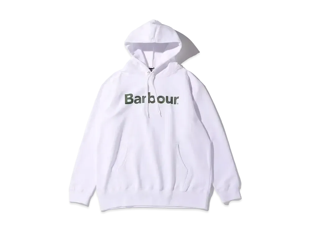 Barbour Front Logo Long Sleeve Hoodie "White"