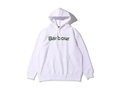 Barbour Front Logo Long Sleeve Hoodie "White"