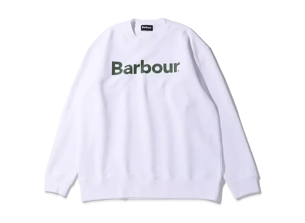 Barbour Front Logo Long Sleeve Crew Neck Sweat "White"