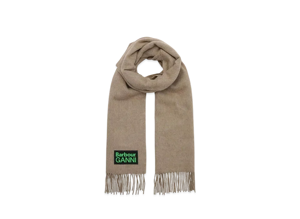 Barbour x GANNI Wool Scarf "Beige"