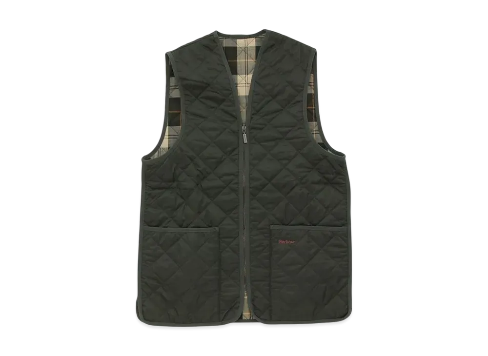 Barbour Vest Quilted Liner Vest Tailored Fit Reversible "Olive"