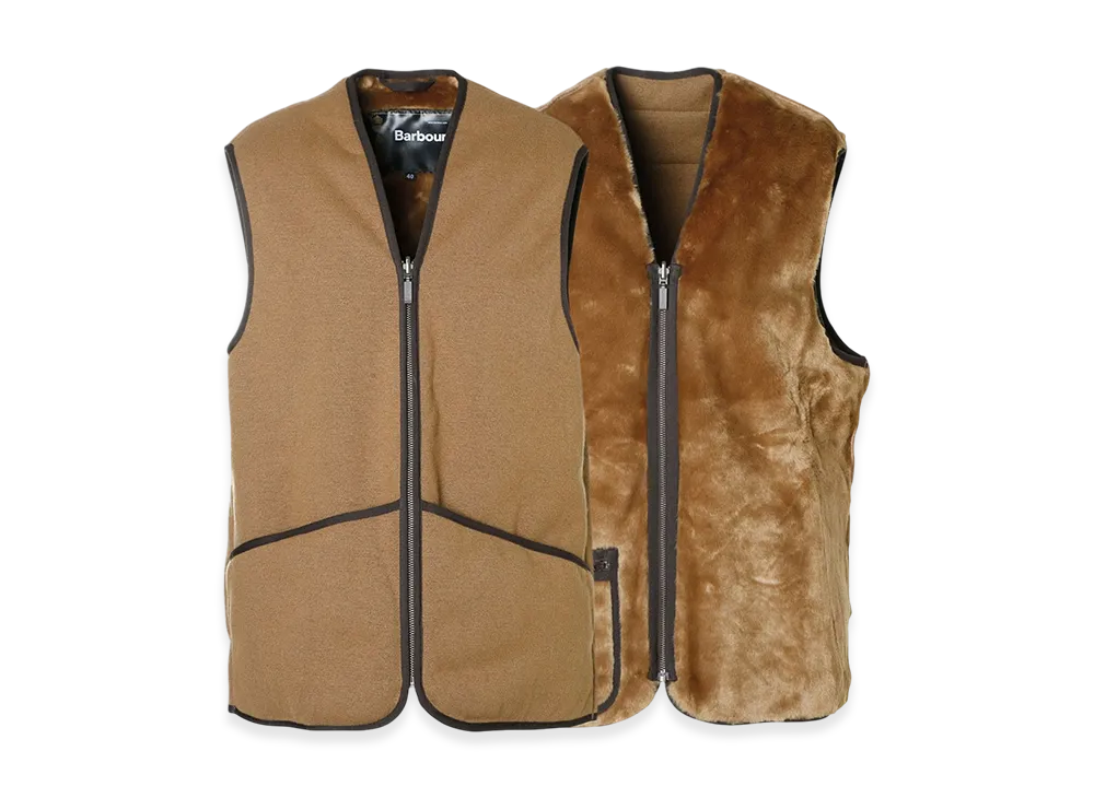 Barbour Warm Pile Waistcoat Zip-In Liner Vest "Brown"
