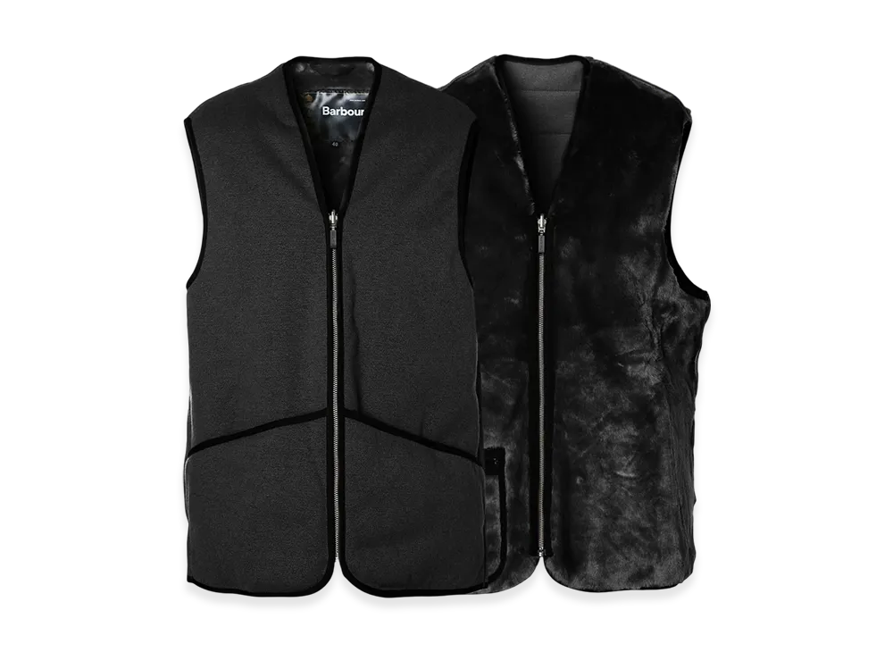 Barbour Warm Pile Waistcoat Zip-In Liner Vest "Black"