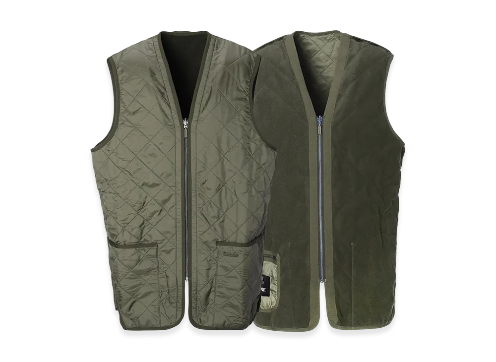 Barbour Polarquilt Reversible Waistcoat Zip-In Liner Vest "Olive"
