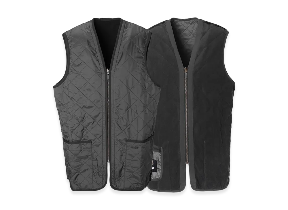 Barbour Polarquilt Reversible Waistcoat Zip-In Liner Vest "Black"