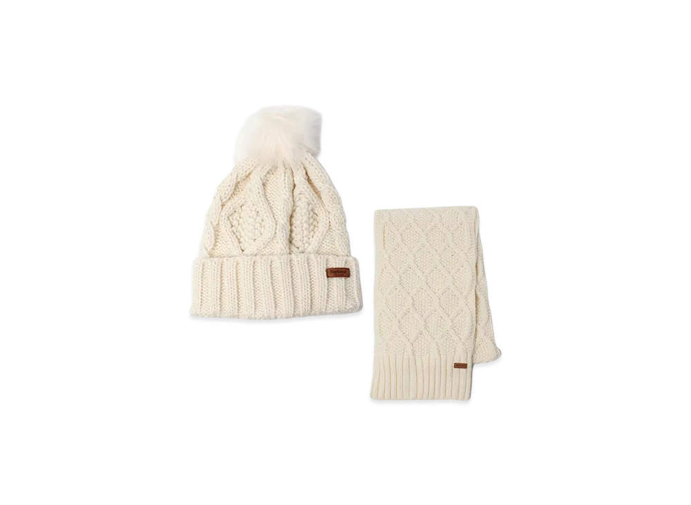 Barbour Beanie&Scarf Gift Set "Cream"