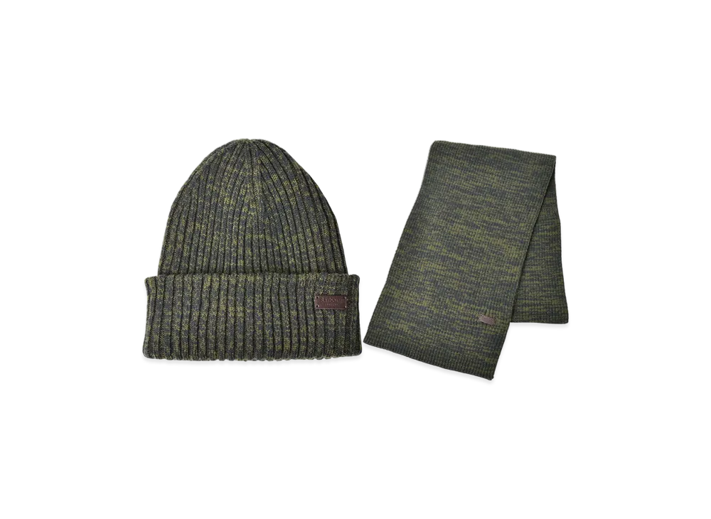 Barbour Crim Beanie Scarf Gift Set "Olive Twist"