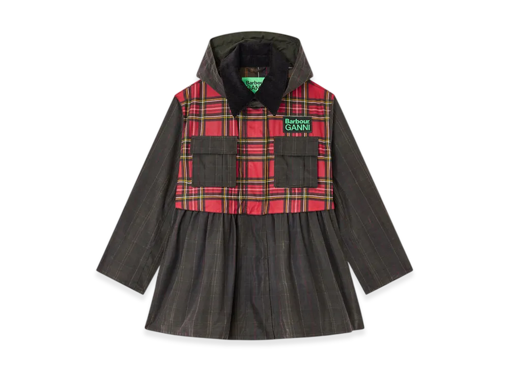Barbour x GANNI Peplum Wax Jacket "Dark Green"