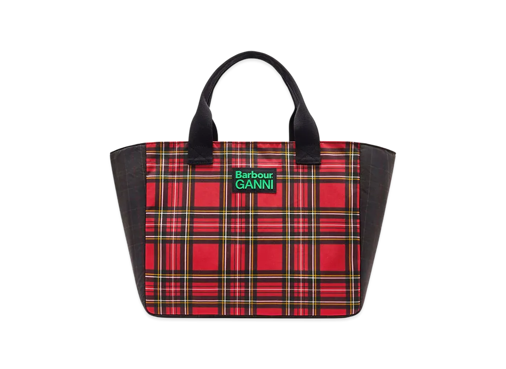 Barbour x GANNI Red Tartan Tote "Dark Green"