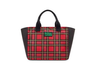 Barbour x GANNI Red Tartan Tote "Dark Green"