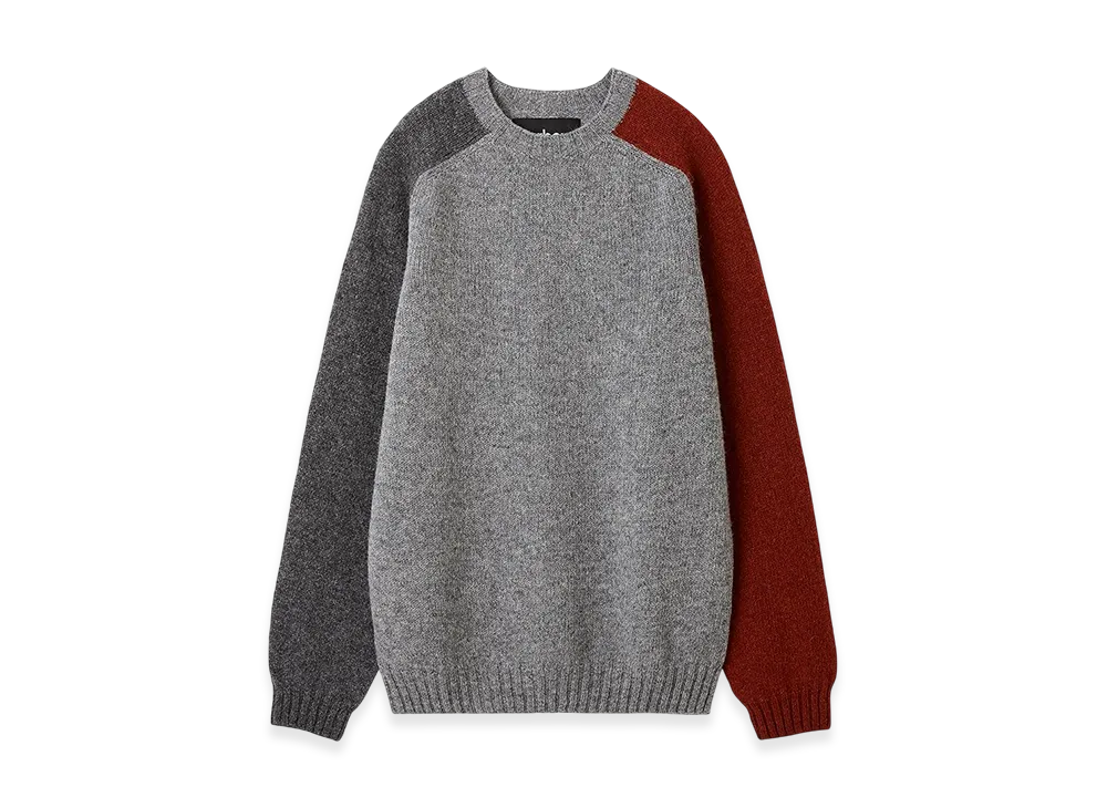 Barbour Color Block Crew Neck Shetland Knit "Grey"