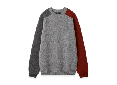 Barbour Color Block Crew Neck Shetland Knit "Grey"