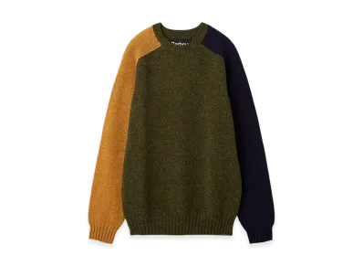 Barbour Color Block Crew Neck Shetland Knit "Green"