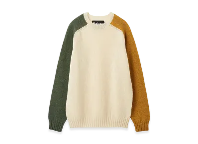 Barbour Color Block Crew Neck Shetland Knit "Cream"
