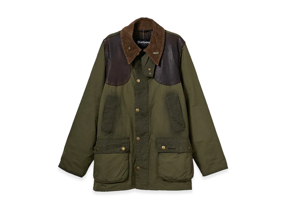 バブアー x ウーピー ウォッシュドビデイル ワックスジャケット "オリーブ"