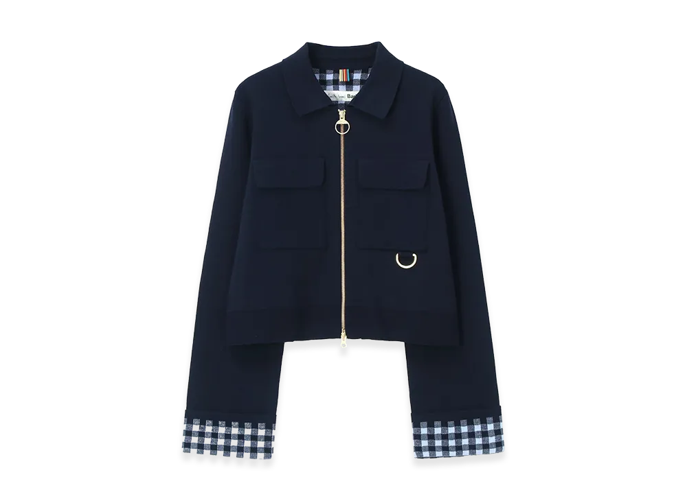 Barbour x Paul Smith Women's Whitby Knitted Zip-Up Jacket "Navy"