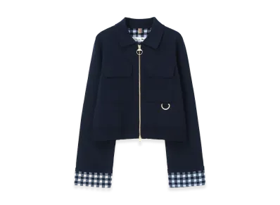 Barbour x Paul Smith Women's Whitby Knitted Zip-Up Jacket "Navy"