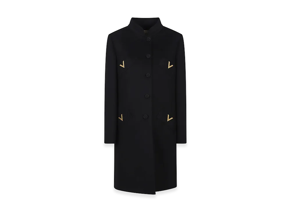 Valentino Women's Cappotto Cn V Metallo Solid Compact Drap "Black"