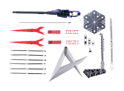 BANDAI "REAL GRADE" -Mobile Suit Gundam Char's Counterattack- RG 1/144 Hi-v Gundam Hyper Mega Bazooka Launcher & Funnel Display Set