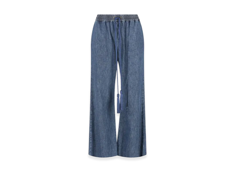 Valentino Women's Pantalone Denim Solid Chambray Blu Medio "Medium"