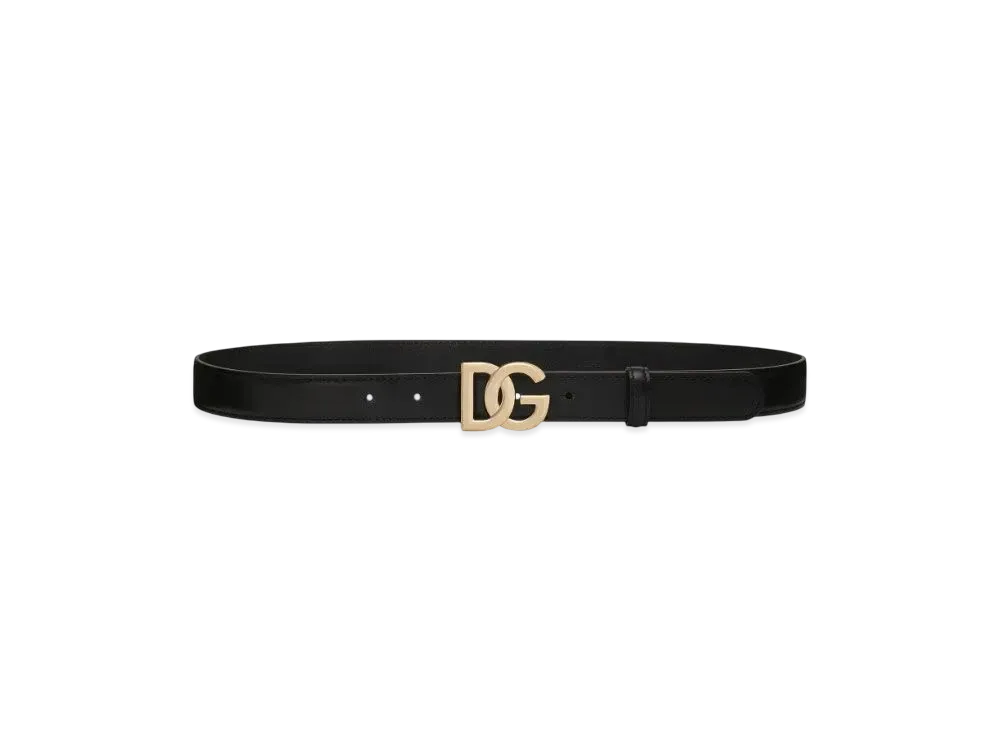 DOLCE&GABBANA Calfskin Belt With DG Logo "Black"