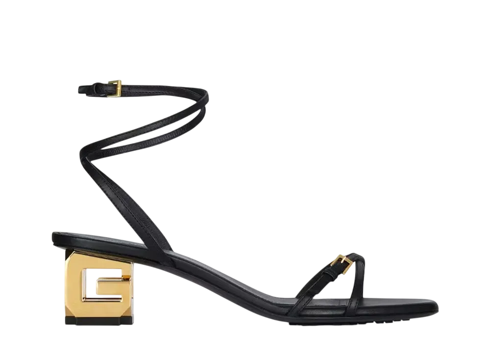 GIVENCHY Women's G Cube Sandals In Leather "Black"