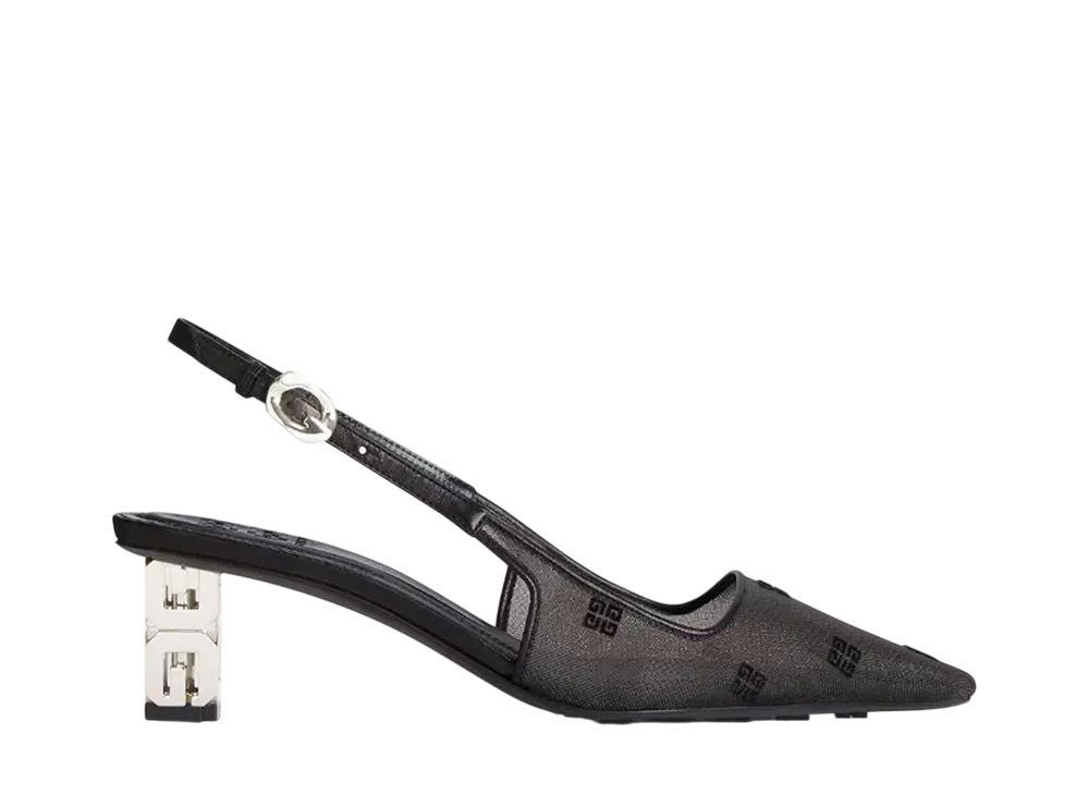 GIVENCHY Women's G Cube Slingback In 4G Transparent Mesh "Black"