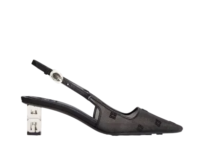 GIVENCHY Women's G Cube Slingback In 4G Transparent Mesh "Black"