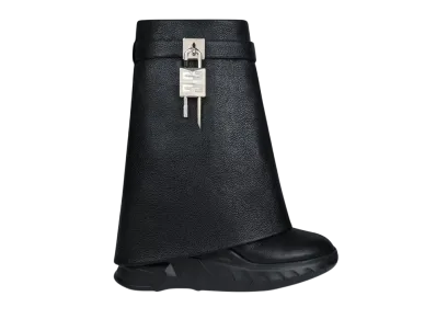 GIVENCHY Women's Shark Lock Biker Ankle Boots In Grained Leather "Black"