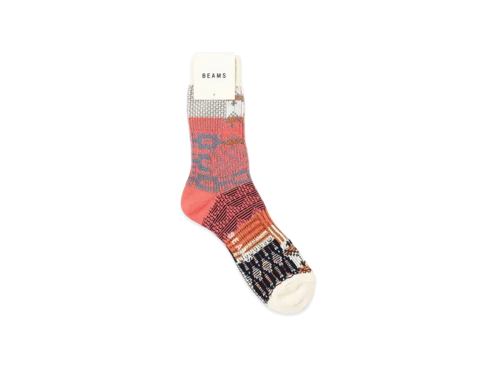 BEAMS Multi-Jacquard Socks "Beige"