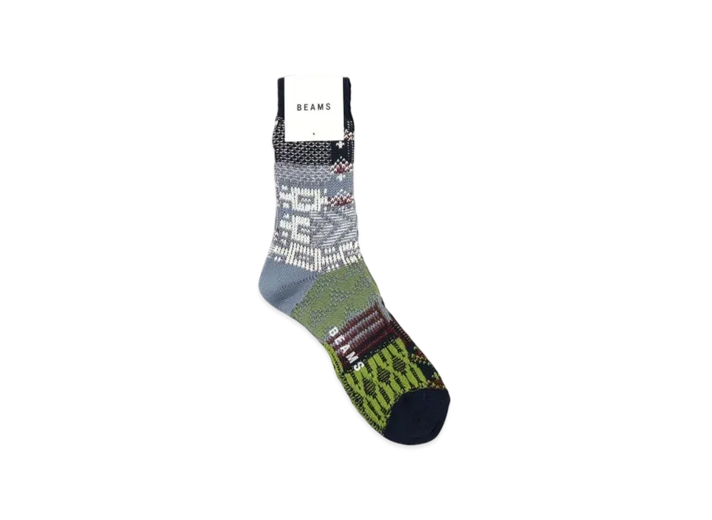 BEAMS Multi-Jacquard Socks "Navy"