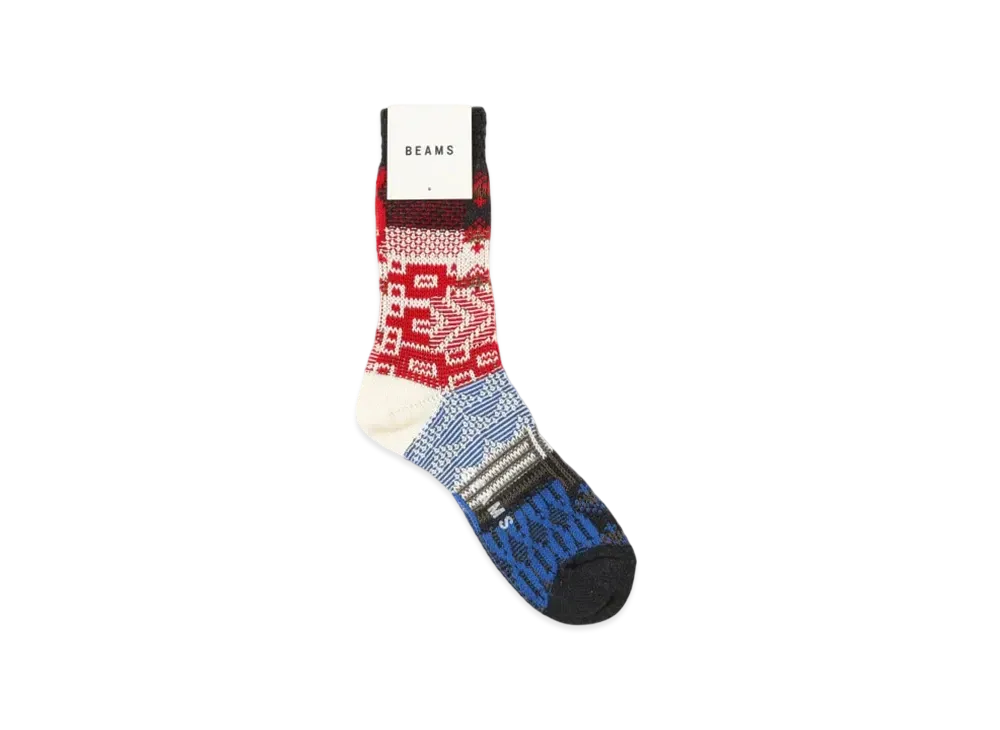 BEAMS Multi-Jacquard Socks "Chacoal"