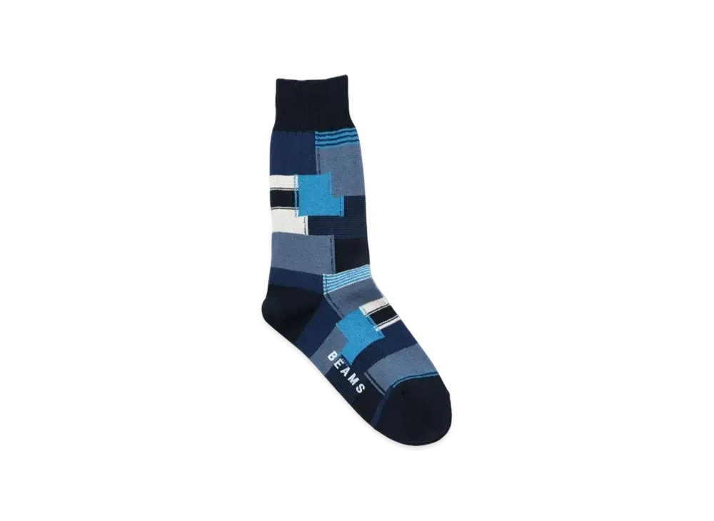 BEAMS Patchwork Socks "Navy"