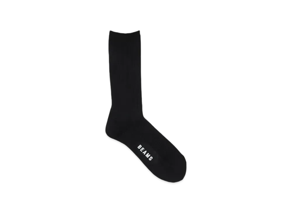 BEAMS Ribbed Pile Socks "Black"