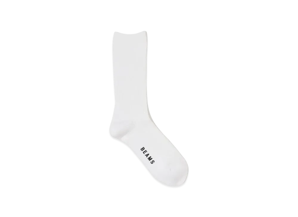 BEAMS Ribbed Pile Socks "White"