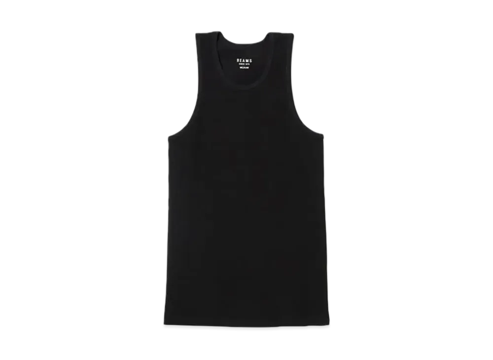 BEAMS Ribbed Tank Top "Black"