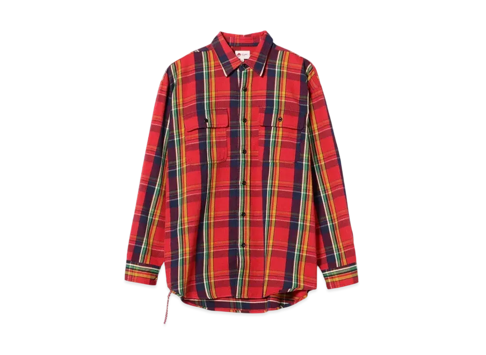 BEAMS Loose-Fit Checked Shirt "Red"